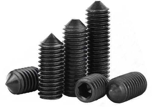 10 Stück M2 M2.5 M3 M4 Klasse 12.9 Schwarzer Kohlenstoffstahl Innensechskant mit Kegelspitze Madenschraube Kegelförmige Endschraube DIN914(2mm x10pcs,M2)