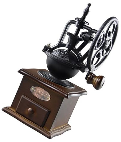 Cabilock Molino De Café Manual Vintage Compacto, Base De Madera y Manivela, Molienda Fina Para Café y Especias, Portátil Para Hogar, Oficina y Viajes, Molinillo Tradicional Práctico
