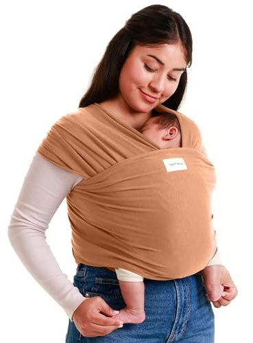 Sleepy Wrap Fascia Neonato Fino a 15 kg - Morbido, Facile da Indossare, Trasporto a Mani Libere, Marsupio Bambino a Fascia Porta Bebé (Cannella)