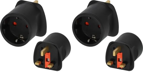 Brennenstuhl Adaptador de Viaje (Enchufe de Viaje para conectar aparatos eléctricos con Sistema de Enchufe con Contacto de Puesta a Tierra en países con Sistema de Enchufe British Standard) Negro