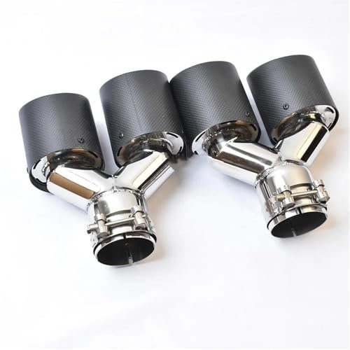 DZSLLOOI Auspuffblenden 2 STÜCKE Universal Dual Matt Carbon Faser Muster Auspuff Spitze Edelstahl Auspuffrohr Curly Schalldämpfer Spitze Endrohrblenden Blende(45-101MM)