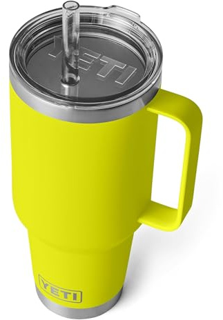 YETI Rambler Straw Mug, Stainless Steel Vacuum Insulated Mug with Stronghold Lid, Firefly Yellow, 42 oz (1.2 l)