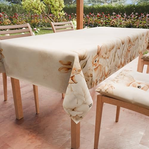 PETTI Artigiani Italiani - Tovaglia Pasqua Antimacchia Rettangolare Copritavolo Pasquale Cucina Disegno Sweet Easter X6 Posti (140x180 cm) 100% Made in Italy