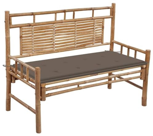 Generisch Gartenbank mit Auflage 120 cm Bambus,jiangboyue-3063884