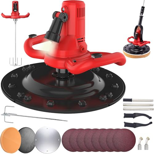 Levigatrice Per Intonaco, 2 In 1 Betoniera 2880W Levigatrice Elettrica con Asta Telescopica Per Muri 6 Velocità Mola Ø380 mm Illuminazione LED Malta Cementizia Per Calcestruzzo Frattazzo Intonacatrice