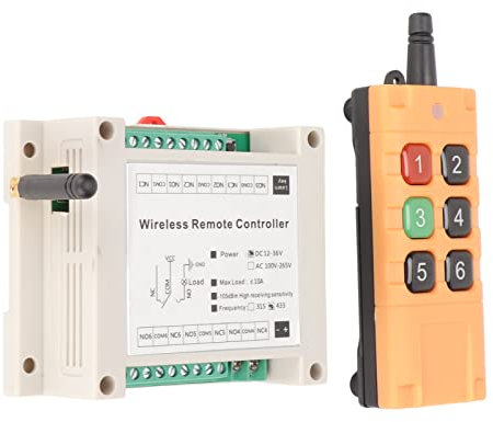 Interruptor de Control Remoto Inalámbrico de 6ch, Frecuencia del Receptor de 433MHz, ≤-111 DB Que Recibe Sensibilidad, Carga Máxima de Retransmisión 10A, para Puertas Eléctricas