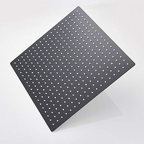 40 cm x 40 cm Regenduschkopf, 16 Zoll, Decken-Regendusche, Regenduschkopf, 16 Zoll, Chrom, China (Mattschwarz wie abgebildet)