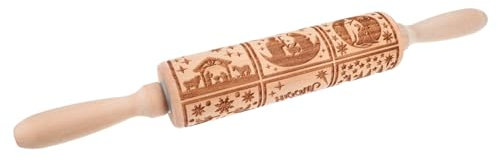 CIYODO Mattarello in Legno Incisione Pasquale Mattarello Per Goffratura Utensili Per Decorativo Per Dolci Pasta Fatta A Mano Pizza Pane