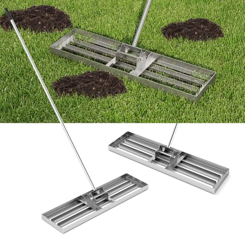 COSTWAY Rastrello Livellatore per Prato, Attrezzo per la Livellatura del Prato con Manico Ergonomico, Livellatrice per Giardino, Cortile, Campo da Golf, Fattoria e Pascolo (Argento 91 x 25 cm)