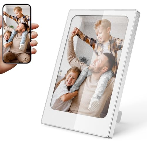 TABKSOLA Mini Cornice Digitale, Cornice Elettronica da 4,0 Pollici, Schermo E-Ink a Colori 768 * 528, Basso Consumo, Portatile, Uomo e Donna