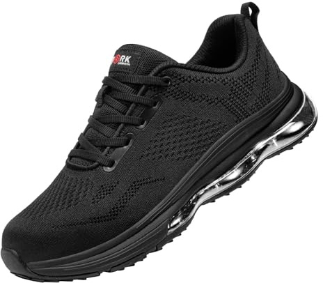 LARNMERN Steel Toe Shoes for Men Non Slip Safety Sneakers Comfortable Indestructible Work Tennis Shoe 51615 (13 Men, Black)