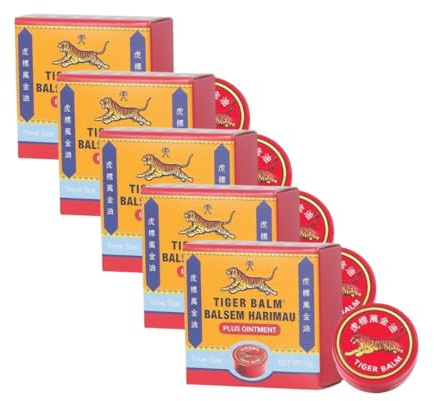 Pack de 5x Baume du Tigre Rouge 4g - Muscle et relaxation - Formule Intensive - Chauffante