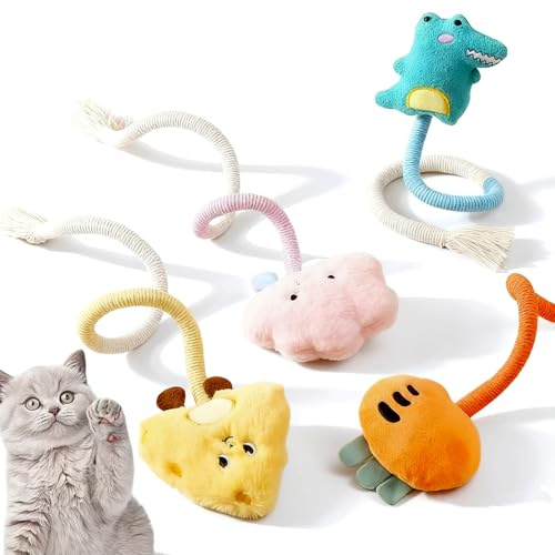 FOSDICK 4 Piezas Juguetes para Gatos, Juguetes Gatos Cuerda de Dentición, Juguete Gato Interactivo, Cat Toys Cuerda para Morder, Juguete para Gato para Limpiar Los Dientes y Liberar El Estrés