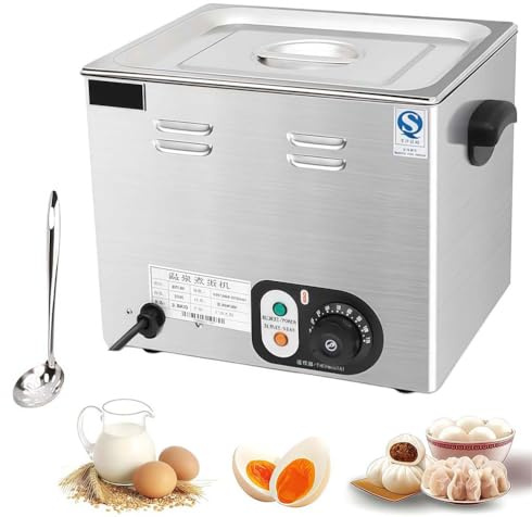 UIHECTA Cuociuova Elettrico Professionale, Padella per Uova in Camicia 2600W, Acciaio Inossidabile Capienza Grande con Controllo Temperatura per Ristorante,No Timer,Without Basket