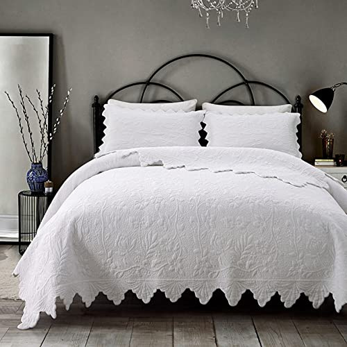 Ledro Trapuntato in Cotone COTHS Coperchio Coperchio per Letto MODIFICATO SETTO di Vine con 2 Casse di Contro ， Luci Trapuntati reversibili Set per Biancheria da Letto per Tutta la Stagione,
