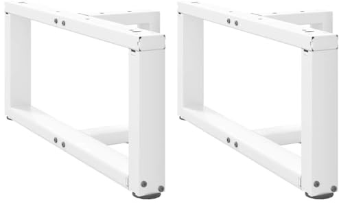 Frdhee Gambe da tavolo da pranzo, gambe per tavolino da caffè, a forma di T, 2 pezzi, bianco, 70 x 25 x (30 – 31 cm, in acciaio, per tavolo da lavoro, tavolo per computer, tavolo per bambini