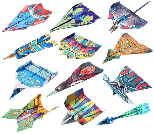 Paper Airplane Book - Aircraft Manual, 12 Pattern Aviation Guide for Aerodynamic Folding, Folding Models with Decorative Sheets, Scientific Toys, Glider Blueprints for Studios Academies
