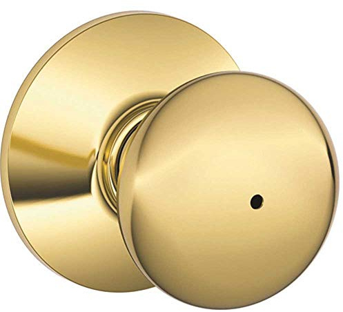 SCHLAGE 563041 F40 PLY 605 Plymouth Door Knob, Bed & Bath Privacy Lock, Bright Brass