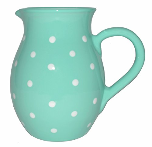 Brocca in ceramica con pois bianchi dipinti a mano, grande, 1,2 l