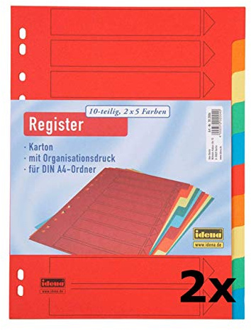 Idena 302004 - Register DIN A4, 10-teilig aus Karton (2er Pack)