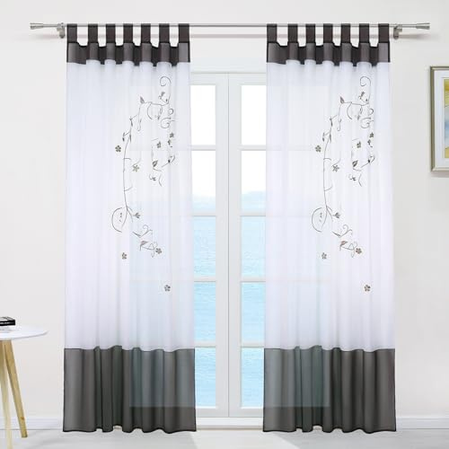 ESLIR - Tende con passanti, trasparenti, per soggiorno, voile, Tende per Interni, Tendaggi, Tende per Porte Finestre, 140 x 270 cm, 1 pezzo