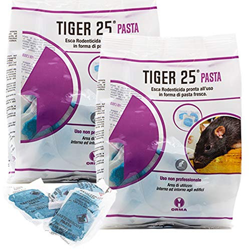 ORMA Veleno per Topi, Trappola per Topi, Novita 2021, Veleno Professionale Ratti Potente, Interno ed Esterno, Topi Grandi e Piccoli, 2x150gr Ideale Box Contenitore HACCP