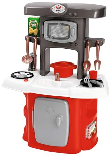 Ecoiffier – kleine Kinderküche – Spielküche im Mini-Format, mit Kühlschrank, Waschbecken, Herd, Spiellebensmittel, für Kleinkinder ab 18 Monaten