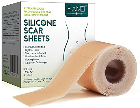 Rouleau de ruban de gel de silicone, Ruban de gel de silicone souple médical pour l'élimination des cicatrices, les cicatrices hypertrophiques, retrait sans douleur, étanche à l'eau (1,6 x 120)