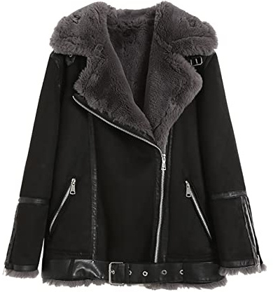 Automne Et Hiver éPais pour Femmes Double Face en Fourrure d'agneau Un Manteau en Peau De Daim Velours Mode Veste Chaude