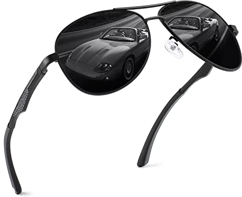 GQUEEN Occhiali da Sole da Uomo Polarizzati Premium Al-Mg Specchio Cardini a Molla Pilota UV400,MOS1