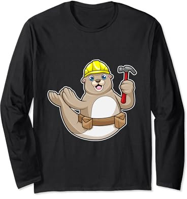 Seehund Zimmermann Hammer Handwerk Langarmshirt