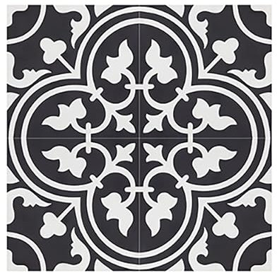 PEGANE 4 Carreaux de Ciment véritable 0,16m2 / Carreaux de Ciment artisanaux pour Sol et Mur Coloris Noir - l.20 x L.20 cm