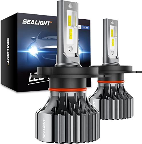 SEALIGHT Ampoules LED H4/9003/HB2, 600% Plus Lumineuses en Feux de Route et de Croisement, 6000K Blanc, Remplacement des Halogènes, Plug and Play, Paquets de 2