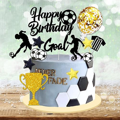 Tortendeko Fussball, 28 Stück Tortenaufleger Fussball Deko Geburtstag Kinder, Fußball Kuchendeko Junge, Fußball Geschenke für Party Torten Deko
