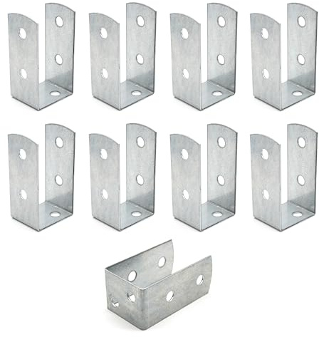 DOJA Barcelona | U Pfostenträger | 8er-Pack | U-Pfostenträger für Holzpfosten | 61x45x100mm | Stärke 2mm | Zink verzinkt | Holz Pfostenträger für Wandverankerungen, Gartenlauben, Zaunpfosten...