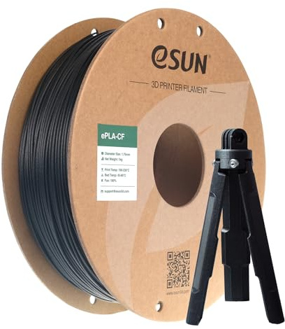 eSUN PLA-CF Filament 1.75mm Svart 1KG | Kolfiberfyllt filament för överlägsen styvhet och styrka. Noggrannhet +/- 0.03mm. Hög prestanda för FDM 3D-skrivare.