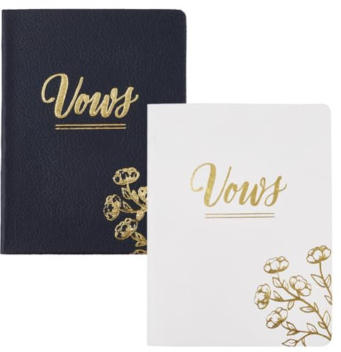 GORGECRAFT 2 pezzo Libri per Voti Nuziali In Pelle con Scritte In Lamina D'Oro e Fiori Libretti per Voti Nuziali Da 3.9x5.2 pollici Libri Degli Ospiti per Matrimoni Elementi Essenziali per La Cerimoni