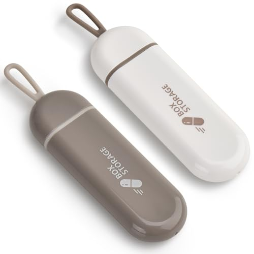 Tablettenbox Pillendose，Pillendose klein für unterwegs，Pillenbox für Vitamine, Medikamente, Pillen, Gute Dichtleistung, Erhaltung der medizinischen Eigenschaften. (2Packungen)