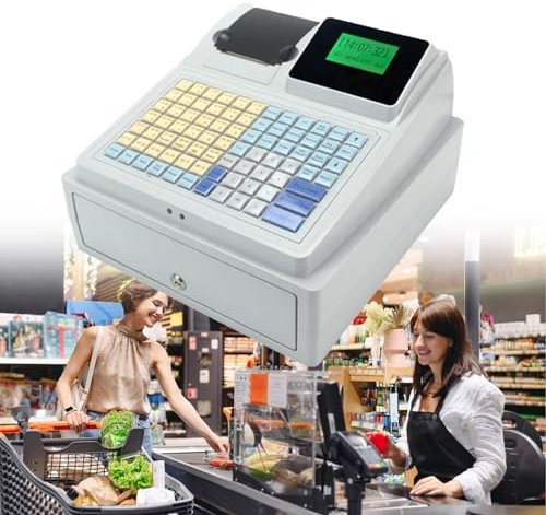 ZIXIAOS Elektronische Kasse Mit 81 Tasten, Geeignet Für Einkaufszentren, Kommerzielle Intelligente Kassen, Mit Thermodrucker Und Kassenschublade Mit Hoher Kapazität.