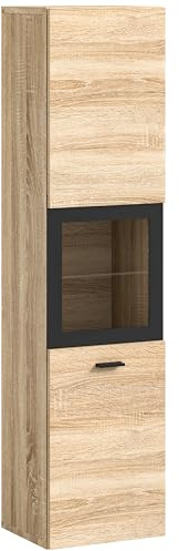 xonox.home - Badschrank Boston/Tampa 30x125x29 cm in Eiche Sonoma und schwarz - Badezimmerkombination Badset Badmöbel - einfache Montage erstklassige Qualität
