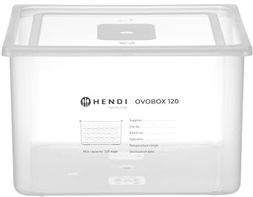 HENDI Set Boîte à œufs en PP transparent pour conserver jusqu'à 120 œufs, avec couvercle et 8 plateaux à œufs en PET, pour le frigo, boîte de rangement pour œufs OVOBOX 120, GN2/3, 255x325x(H)202mm