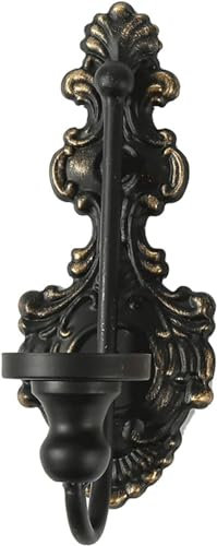 Wandleuchter Aus Gusseisen, An Der Wand Montierte Kerzenhalter, Wandsäulenkerzenhalter Aus Metall, Kerzenständer für Zu Hause Im Schlichten Vintage Stil, für Schlafzimmer, Esszimmer,Schwarz