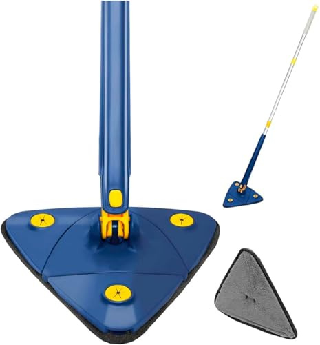 RevolutionLine - Mopa Triangular Giratoria 360 Microfibra | Fregona Autoescurrible Rotativa | Palo Extensible | Mopa Ajustable para Limpiar Suelos, Paredes, Ventanas, Azulejos, Techos y Muebles