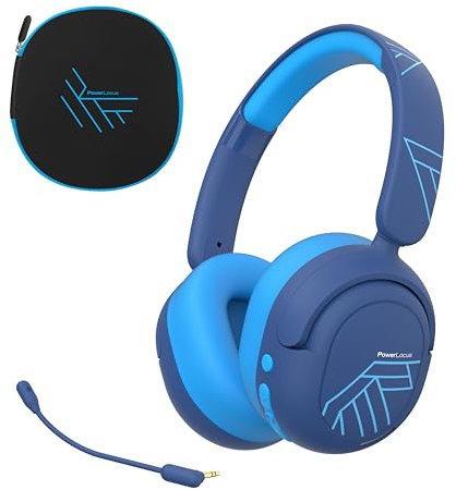 PowerLocus Kids Active Noise Cancelling Headphones, 70 Hours Playtime, Kids Headphones Wireless with Boom Microphone, 74/85/94dB Safe Volume, Built-in Mic,Foldable with Carry Case for Travel/Tablet/PC