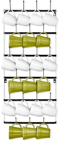 Sorbus Mug Rack for Wall - Small Rustic Coffee Mug Holder Wall Mount with 21 Hooks, Coffee Cup Display Rack, 6-Tier Metal Mug Organizer for Home, Kitchen & Bar, Coffee Station, Dining Room