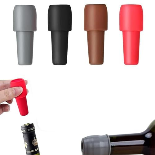 CLRZOL Tappo Riutilizzabile per Bottiglie di Vino Spumante, Tappi per Bottiglie di Vino, Tappo in Silicone per Bottiglie di Vino per Birra, Champagne, Prosecco, Uso Domestico (4 PCS)