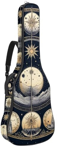 Gitarrentasche in voller Größe, 101,6 cm, 104,4 cm, 106,7 cm, Tragetasche für E-Bass, klassische Gitarre, Vintage-Design, Mehrfarbig 07, 42.9x16.9x4.7 in, Lässiger Tagesrucksack