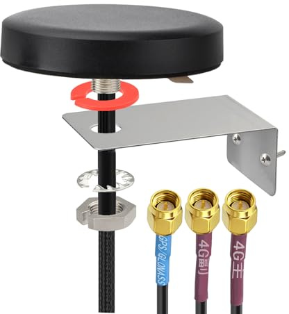 SUPERBAT 4G LTE Cellular GPS Combined Antenna Fixed Bracket Wall Mounting SMA Male MIMO Antenna Compatible with 4G LTE Industrial Gateway Mobile Router Trail Camera Modem Vehicle Real Time Tracking