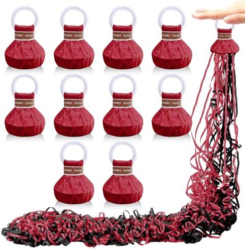 WinnerWhy 10 Pack Valentine No Mess Confetti Poppers Poppers Colorful Hand Throw Streamers Confetti Streamer for Valentines Celebrations Wedding Birthday Graduation Party Favor(Wine Red)