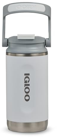 IGLOO Tumbler 12 Termo – Botella térmica en acero inoxidable, 340 ml, blanca, a prueba de fugas, lavable en lavavajillas, sin BPA, ideal para bebidas gaseosas, deporte y exterior